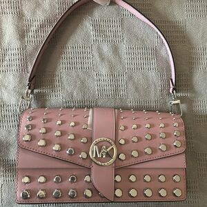 Michael Kors Greenwich Medium Royal Pink Studded Leather Cnv Shoulder Bag 💖